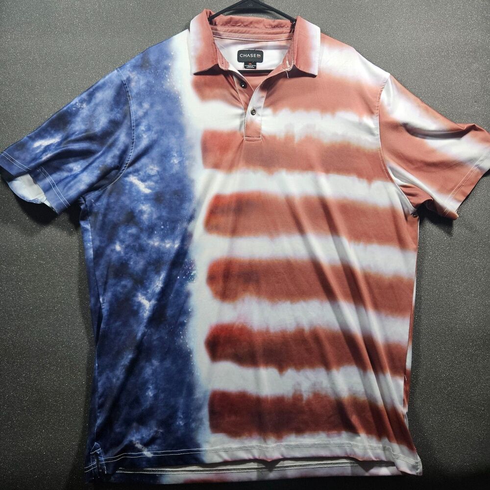 Chase 54 American Flag Polo Shirt Men’s XL Patriotic USA Golf Shirt